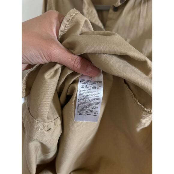 Banana Republic Dress Women's XS Tan Utility Shirt Mini Long Sleeve Button Up - Picture 7 of 8